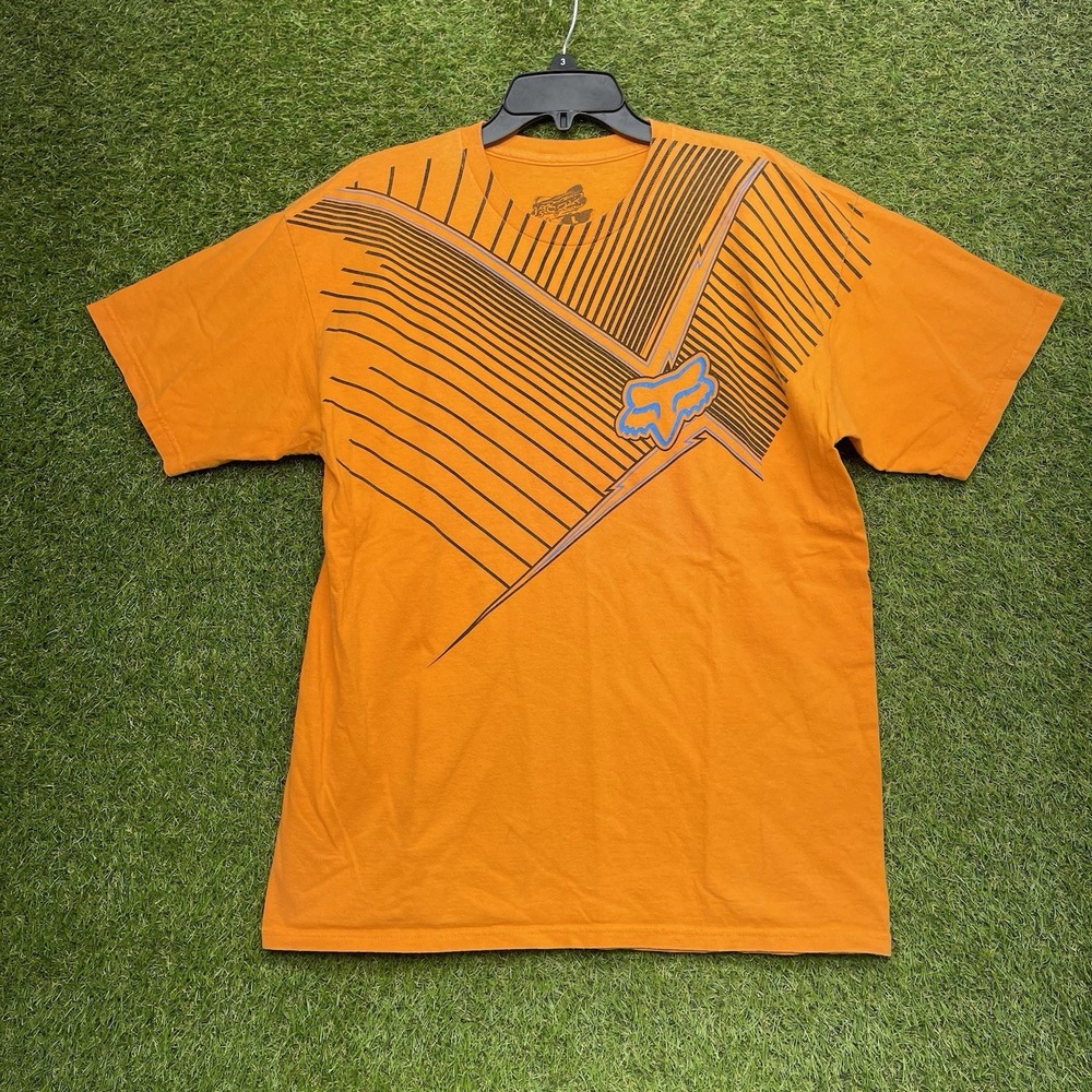 Fox Racing Shirt Mens Large Orange Y2K Motocross MotoX MX Sports Short Sleeve